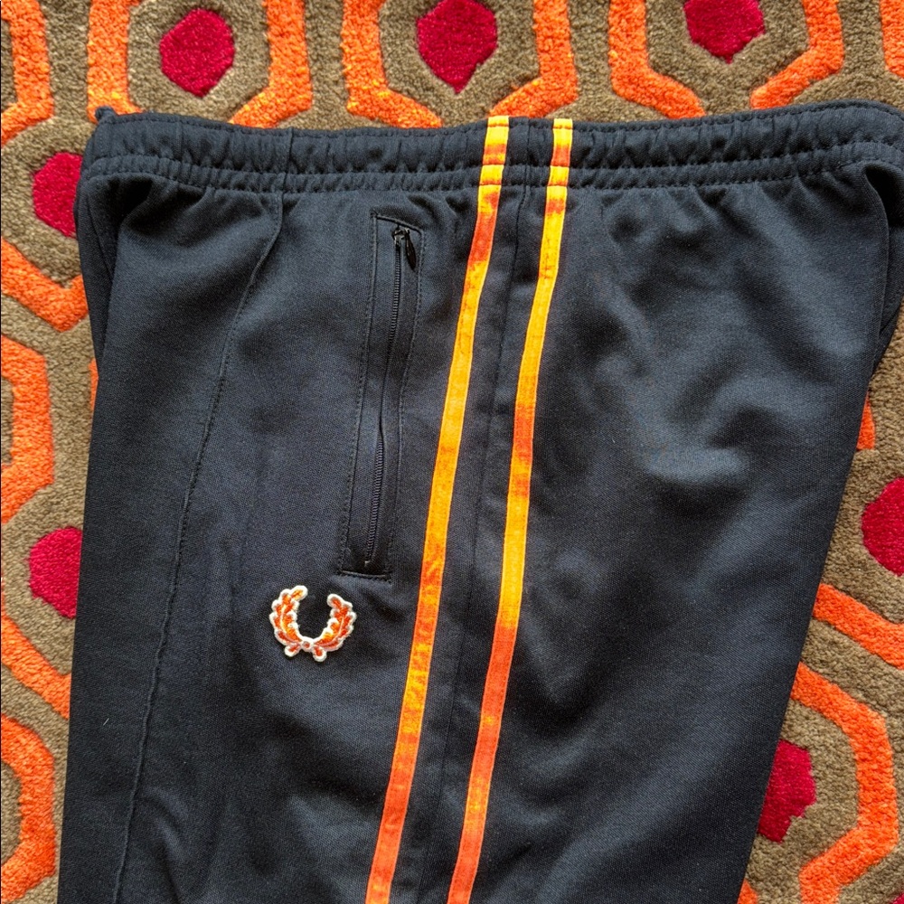 MAKE OFFER! Fred Perry Black Orange Sportswear Track Pants Men's Small